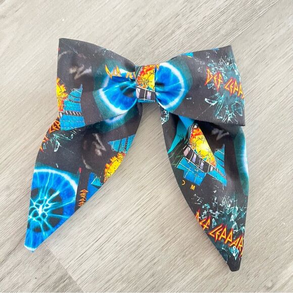 NEW Def Leppard Fabric Bow French Hair Barrette - Picture 1 of 2